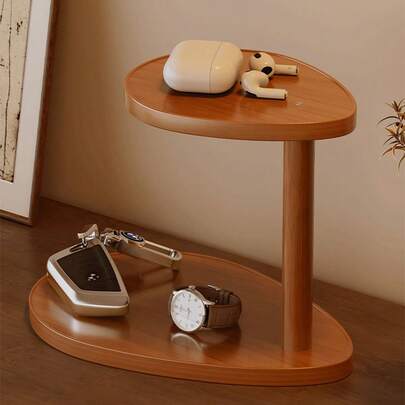 1pc Vintage Small Entryway Organizer Rack, Desktop Display Shelf, Double-Layer Showcase, Foyer Key Holder, Tabletop Tray For Decorative Items Like Glasses And Watches, Suitable For Bedroom, Living Room, Bathroom, Cosmetics