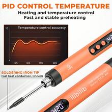 ILIBILIB HX7 Soldering Iron Kit, 8W 5V USB LCD, 260°C-420°C Adjustable Temperature, Built-In Battery, 30 Min Wireless Quick Heating Constant Temperature, Smart Sleep, For DIY Electronics, Includes 2 Iron Tips, Rosin Box, Tweezers, 30g Solder Wire, Stand With Sponge, Portable USB Powered - Orange - View 2