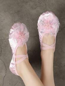 1 Pair Children's Dance Shoes, Girls' Soft Bottom Practice Shoes, Princess Ballet Dance Shoes For Toddler Girls, Yoga Shoes - Pink - View 2