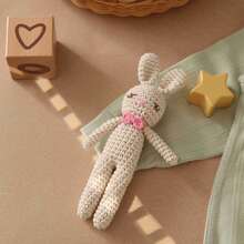 手工编织兔子摇铃，婴儿摇铃，抓握玩具，内置铃铛，3D可爱造型，细节精致，吸引宝宝注意力，训练宝宝听力，完美的生日、万圣节、圣诞节宝宝礼物 - 彩色 - 查看 10