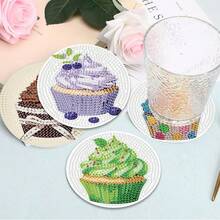 8pcs/Set DIY Diamond Painting Coasters, Elegant Drink Pattern Coasters, Beverage Coasters With Holders, Anti-Slip And Heat Insulation, Handmade Gift, Mosaic Craft