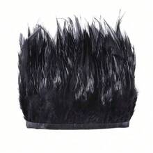 1 Meter Black Ostrich, Goose, Turkey Feather Trim With Tassels, Suitable For DIY Clothing Sewing, Crafts Decoration