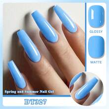 MEET ACROSS 6pcs Macaron Color Gel Nail Polish Set, Suitable For Spring & Summer, Pink & Blue Solid Color Nail Polish Set, 7ml Semi-Permanent Soak-Off UV LED Nail Lacquer, Nail Art DIY Home & Salon Use - Multicolor - View 5
