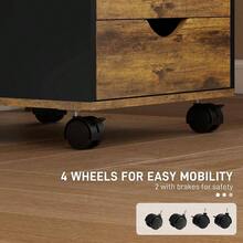 5 Drawer Filing Cabinet, Vertical Under Desk File Storage With Wheels Home Office, Rustic Brown - Rustic Brown - View 6