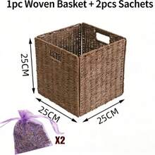 Brown Woven Bohemian Style Desktop Storage Basket Set, Suitable For Snacks, Cosmetics, Toys And Other Household Fabric Multi-Functional Storage Boxes, Applicable To Coffee Tables Or Key Baskets, Desktop Decorative Storage Baskets, Entryway Living Room Miscellaneous Storage Boxes, Snack Toy Organizer Boxes, Household Cabinet Storage Boxes