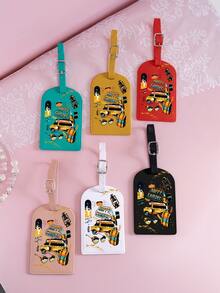 1 Stück leichter und strapazierfähiger PU Gepäckanhänger, geeignet für Reisekoffer, Rucksack, Kreuzfahrttasche, Rucksack-Zubehör, ideal für Bordkarten, unverzichtbar für Herbstreisen und die Rückkehr zur Schule - Muster E - Übersicht 3