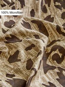 半件装棕色豹纹枕套，柔软透气，乡村风抱枕套，适用于沙发、现代卧室装饰，标准尺寸，不含枕芯 - 棕色 - 查看 5