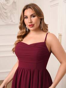 AOSHABABI Burgundy Draped Chiffon Elegant Women's Evening Gown Party - Burgundy - View 7