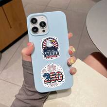 56张美国建国250周年纪念贴纸，剪贴簿装饰贴纸，美国主题250张精美贴纸套装，爱国主题时尚贴纸，美国生日贴纸，乙烯基防水贴纸，可用于水瓶、电脑、笔记本电脑、手机、行李箱、笔记本、冰箱等。 - 彩色 - 查看 5