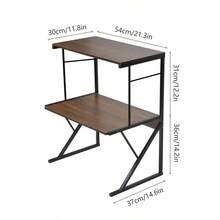 2-Tier Microwave Oven Shelf Stand, Kitchen Countertop Storage Rack Spices Rack Freestanding, Home Office Printer Stand Multifunctional Unit Shelving Wood Top Metal Frame - 3-tier Oak - View 6