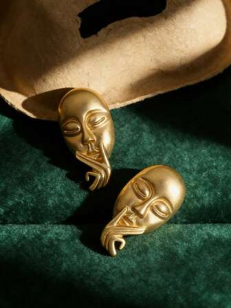 1 Pair Unique Exaggerated Hiphop Punk Goth Ramadan Fashionable Versatile Retro Dark Abstract Geometric Earrings