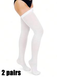 1/2/3 đôi tất cao đến đùi bằng nhung trắng, tất mỏng gợi cảm phong cách trường JK, tất cao ôm sát đa năng, thích hợp để mặc hàng ngày làm quà tặng Giáng sinh - trắng - Xem 10