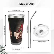 304 Stainless Steel Double Silver Edge Vacuum Insulated Drum 340g - Reusable Travel Cup With Stainless Steel Straw - This Is A Stainless Steel Water Cup About The Arizona Baseball Diamondbacks  Theme - Leak Proof, Sweat Proof, Can Maintain Hot And Cold Temperatures For Hours, Frees Of Bisphenol A, Suitable For Car Cup Holders, Very Suitable For Match Days, Sports Events, Commuting, Office Rest And Outdoor Activities, Durable Double Wall Structure Fashionable Fan Gift - Silver - View 3