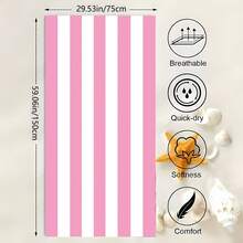 大号粉色条纹沙滩巾，加厚防沙柔软毯，适用于游泳池、沙滩，可用作沙滩巾、浴巾、女士披肩，数码印花速干浴巾，双面抓绒速干浴巾，可爱粉蓝条纹超强吸水运动毛巾，便携式沙滩巾，马拉松健身速干毛巾，防水、防沙、防尘，沙滩必备，情侣沐浴巾 - 彩色 - 查看 16