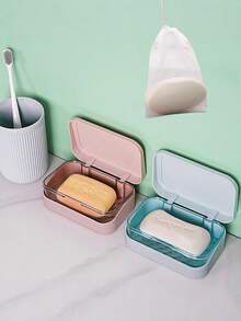 1/2/3pcs[Best Seller]Soap Dish With Cover - Thickened Anti-Slip Bathroom Storage Rack, Detachable Shower Caddy, Suitable For Home/Dorm/Travel, Multiple Colors Available (Color Randomly Sent), Green Decor - Multicolor - View 10