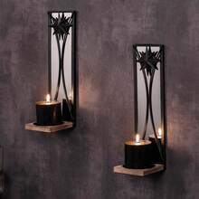 Mirrored Candle Sconces,Iron Wall Candle Holder Set Of 2,Metal Gothic Wall Decorations For Home,Living Room, Bathroom, Dining Room,Farmhouse- GP - Default - View 3