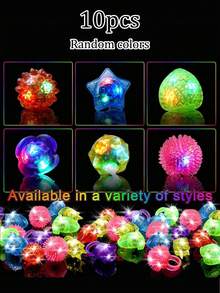 20/10个装 LED 多色橡胶发光环，带凸点果冻质感，款式多样，夜光效果出色，是生日派对、课堂奖励等的理想之选。也可用作生日礼物、派对礼品、情人节礼物、新年礼物、嘉年华派对用品、家居装饰、玩具、创意男士礼物。 - 多款 - 查看 11