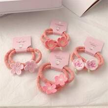 Cute Floral Hair Tie Set - Sweet Korean Style High Elastic Headband, Perfect For Ponytails, Hair Bands For Girls,  Hair Accessories - 790 Lily Pink Pair - Xem 1