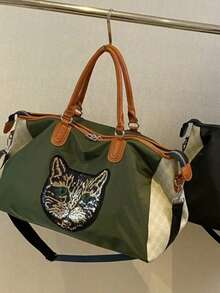 绿色牛津布大容量多功能女士包，简约手提包，旅行包，行李包，过夜包，随身包，健身包，工作包，学习用品包，返校用品包，学生手提包，周末包，度假包，户外包，商务旅行包，医院包，男女通用，行李箱包，旅行袋，行李袋，大学包，周末旅行包，医院包，冬季包 - 綠色 - 查看 10