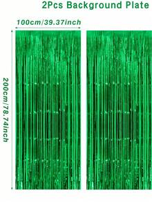 4pcs Metallic Foil Fringe Curtain Backdrop Decor, Party Background Metallic Foil Fringe Curtain, 1st Birthday Party Supplies, Baby Shower Decorations, Gender Reveal Party, Girl Baby Shower Decor - Green - View 12