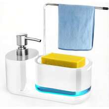 CYPNBebeay Dispensador De Jabon Cocina 4 In 1 Dispensador De Jabón para Trastes con Soporte para Paños y Jabonera Abs Resistente Juego De Jaboneras Organizador para Cocina Baño y Fregadero NergoFashion - 219611588 - Ver 1