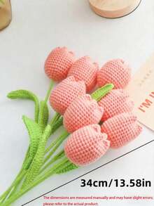 1pc/Pack DIY Crochet Tulip Gift, DIY Artificial Flower Bouquet, Handmade Crochet Tulip Bouquet, Crochet Flower Bouquet Gift, Perfect Gift For Women, Valentine's Day, Birthday Or Graduation Ceremony - Multicolor - View 3