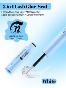 【72小时超强粘性】1/2/3支装低敏二合一睫毛胶水定型液 | 72小时超强粘性，不含乳胶，防水 | 适用于DIY簇状假睫毛、自制假睫毛化妆工具 | 混合黑色睫毛延长胶 - 藏蓝色 - 查看 3