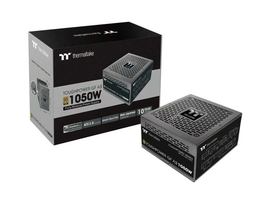 Thermaltake Toughpower GF A3 ATX 3.0 1050W 80+ Gold Full Modular SLI/Crossfile Ready Power Supply; PCIe Gen.5 600W 12VHPWR Connector Included; PS-TPD-1050FNFAGU-L) - US B Type Plug(110-127V) - View 1