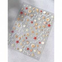2 Sheet 5D Embossed Nail Art Stickers Se--Adhesive Nail Stickers For Summer Nail Art With Starfish Shell Design Colorful Nail Decals Conch Nail Supplies For Women Manicure Decorations - 樣式1 - 查看 7