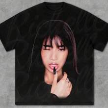 Inspired By Sophia Katseye T-Shirt Design, Retro 90s Vintage Bootleg Tee - 黑色 - 查看 1