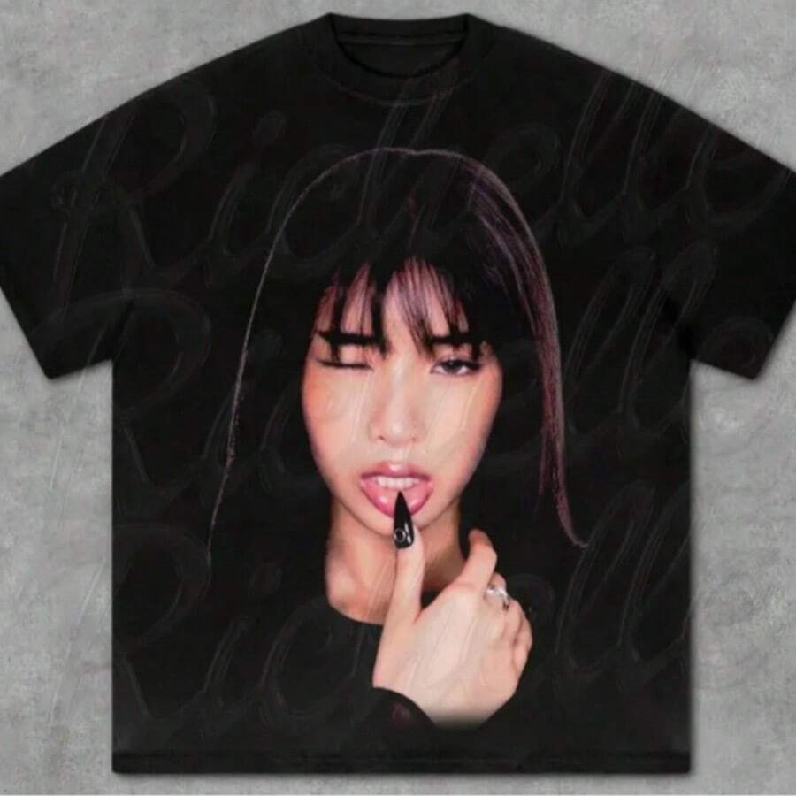 Inspired By Sophia Katseye T-Shirt Design, Retro 90s Vintage Bootleg Tee - 黑色 - 查看 1