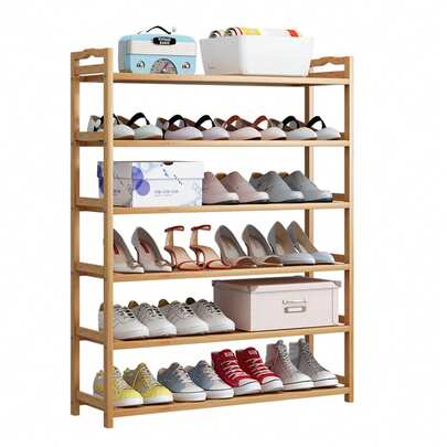 Schuhaufbewahrungssystem mit 6 Ebenen: Schuhregal aus Bambus für Kleiderschrank und Eingangsbereich