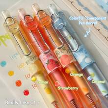 1/4 chiếc bút bi bỏ túi thơm mùi trái cây | Bút gel khô nhanh nhiều màu sắc 0.5mm, bút viết nhật ký/vẽ trong suốt thời trang có kẹp bỏ túi, nhựa nhẹ - Nhiều màu - Xem 7