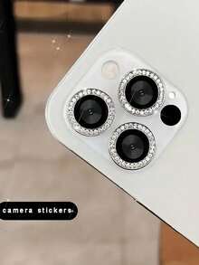 1set Camera Lens Protector Film Compatible With Apple 17/17pro/17promax/16/16pro/16plus/16promax/16 14 Pro 6.1 Inch /14 Pro Max 6.7 Inch, Embedded Artificial Diamond Shiny Camera Cover Tempered Glass Compatible With Apple 14 Pro Max /14 Pro/15/15Promax/15Pro [Perfect Fit] - Silver - View 4