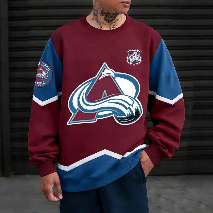 Unisex Colo- Avalanche Crew Neck Sweatshirt, Hockey Team Sweatshirt - 彩色 - 查看 1
