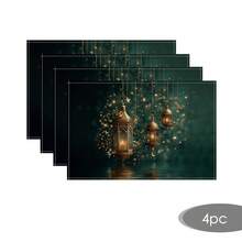 2/4/6/8pcs Round, Flower, Rectangular Ramadan Linen Placemats, 3pcs Copper-Tone Lantern, Star, Water Pattern Tabletop Decor, Arabic Festival Dining Table Decor, Tablecloth, Placemats, Coasters For Home Party, Kitchen - Multicolor - View 15