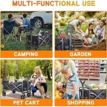 Carro Plegable Multifuncional Aire Libre.Carro Plegable con Mango Ajustable y Ruedas Giratorias De 360 Grados. para Exteriores,Campamento,Compras, Supermercado (Negro)(default) - Multicolor - Ver 8