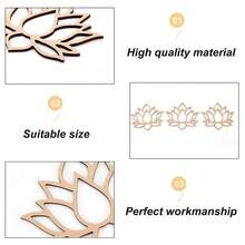 12/24件套复古木质镂空莲花挂饰 - 配10米麻绳，可DIY彩绘，手工木质莲花摆件，适用于婚礼、新年和派对墙面装饰