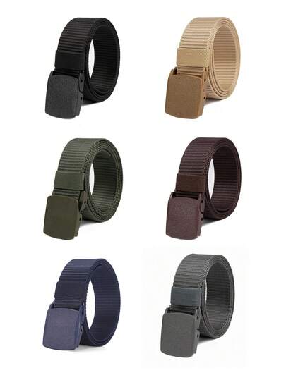 Cinto tático de nylon com fivela de plástico para uso externo (1/4/6 peças) - Cinto de tecido resistente, ideal para esportes e treinamento - Cinto de lona sem metal, perfeito para uso diário.