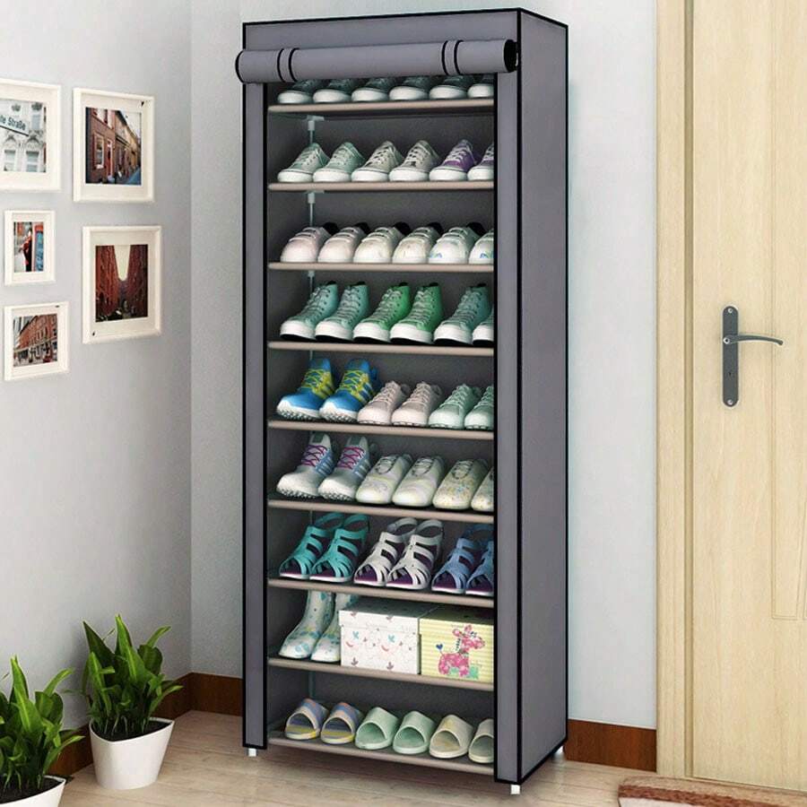 5/6/8/10 Tier Shoe Rack With Dust Cover, Non-Woven Fabric, Space Saving, High Capacity, Easy Assembly, Portable Shoe Cabinet, Suitable For Entryway, Storage Shelf, Home & Dorm Organization, Shoe Storage, Shoe Organizer, Bookshelf, Minimalist Style, Spring Break, Opulence Boho Style, High-End Style, Mother's Day, Saudi National Day - Multicolor - View 1