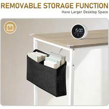 63 Inch Computer Office, Modern Simple Gaming Desk With Side Fabric Drawer & Hook Up, Wear-Resistant Surface, Writing Desk Work Desk For Bedroom, Living Room, Oak Grey - Oak Grey - View 4