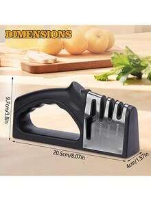 4-In-1 Manual Knife Sharpener, Suitable For Kitchen Knives, Fruit Knives, Steel Knives, Scissors, Provides 3-Level Precise Sharpening. Non-Slip Base, Suitable For Household Use. - Multicolor - View 8