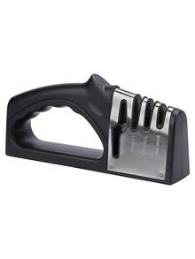 4-In-1 Manual Knife Sharpener, Suitable For Kitchen Knives, Fruit Knives, Steel Knives, Scissors, Provides 3-Level Precise Sharpening. Non-Slip Base, Suitable For Household Use. - Multicolor - View 9