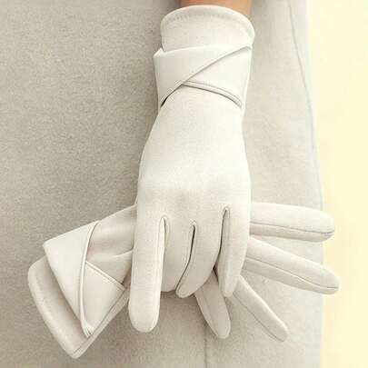 Women's Touch Screen Winter Gloves - Soft Warm Driving, Coat-Matching (Black/White)