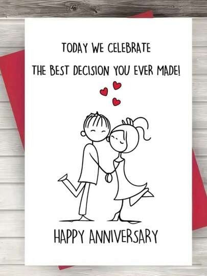 1PC Sentimental Anniversary Greeting Card For Spouse Or Partner - "Today We Celebrate The Best Decision You Ever Made" Romantic And Uplifting Greeting Card For Husband, Wife, Boyfriend Or Girlfriend | Perfect For Valentine's Day Surprises, Wedding Anniversaries, Engagement Celebrations, Vow Renewals
