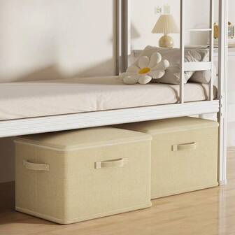 1 pieza Caja de almacenamiento de unicolor no tejida, caja de almacenamiento plegable y con cierre multifuncional, caja organizadora de armario con cremallera de gran capacidad, caja de almacenamiento plegable con tapa de gran capacidad, organizador de ropa y mantas