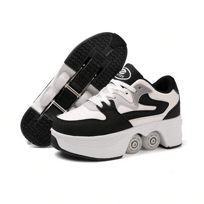 Men's One-Button Retractable Heels Roller Skates, Convenient To Carry, Can Walk And Quickly Skate, Men's Wheeled Sports Shoes, Men's Roller Skates, Unisex For All Seasons