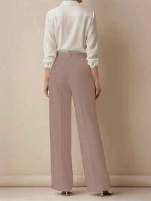Women's High Waist Pleated Loose Fit Trousers, Suitable For Work And Casual Wear, Spring/Summer - 磚紅色 - 查看 7