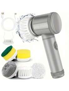 SOKANY 五合一电动清洁刷，USB充电，一键操作。便携式设计，易于收纳。多种刷头可选（硬毛刷、洗碗海绵刷、钢丝绒刷、海绵刷、软毛刷），适用于厨房、卧室、浴室、客厅等场所。 - 彩色 - 查看 10