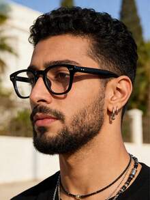 1 Pair Fashionable Decorative Glasses, Suitable For Reading, Eye Protection And Daily Wear, Unisex - Black - View 4